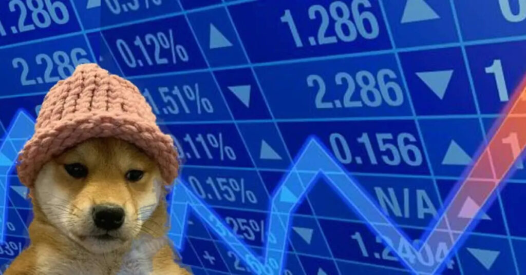 Memecoin Dogwifat (WIF) đã rơi khỏi top 50, giảm 38% trong 7 ngày qua
